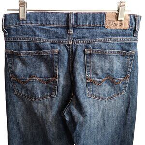 32x33 Wrangler Relaxed Straight Fit Mens Blue Jeans Distressed Denim